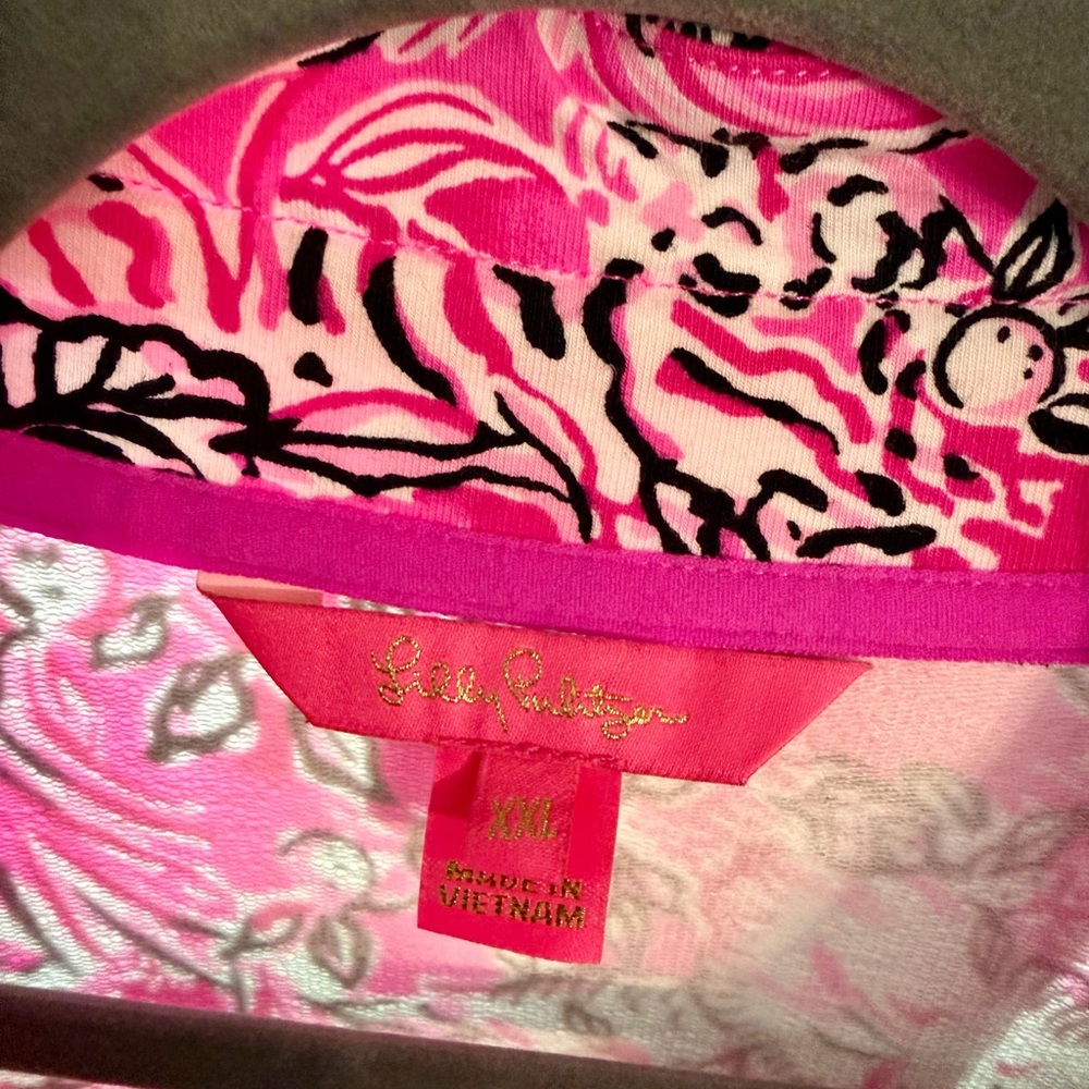 Lilly Pulitzer Hot Pink and White Floral V-Neck Dress - Picture 2 of 4